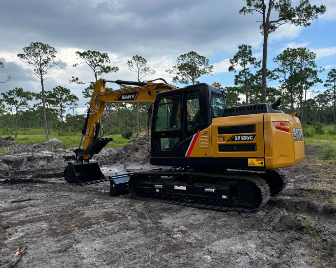 excavator during a land clearing